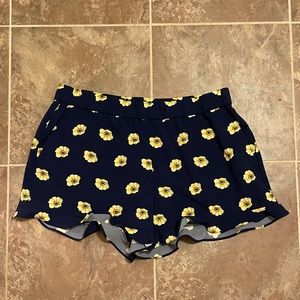 Navy and yellow dressy floral shorts, size L